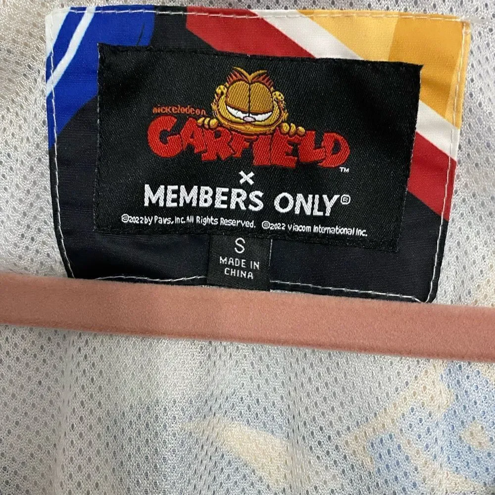 Members Only Garfield Windbreaker Oversized Jacket Women Size S